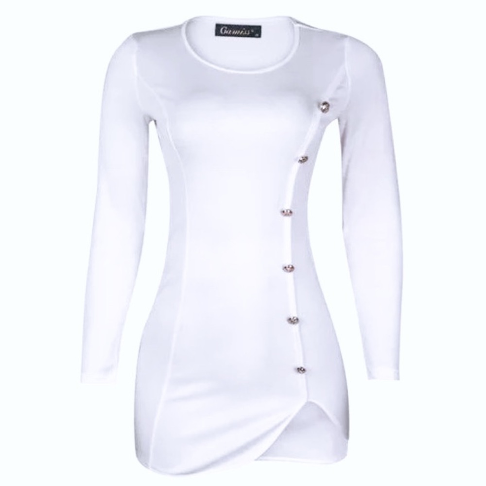 White Long Sleeve Mini Dress
